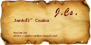 Jankó Csaba névjegykártya